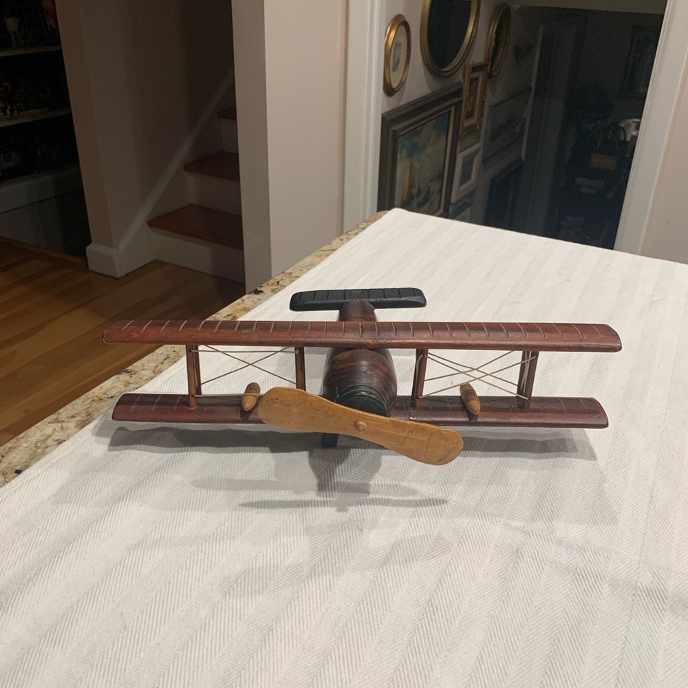 Vintage Wooden Biplane Model - Picture 2 of 6